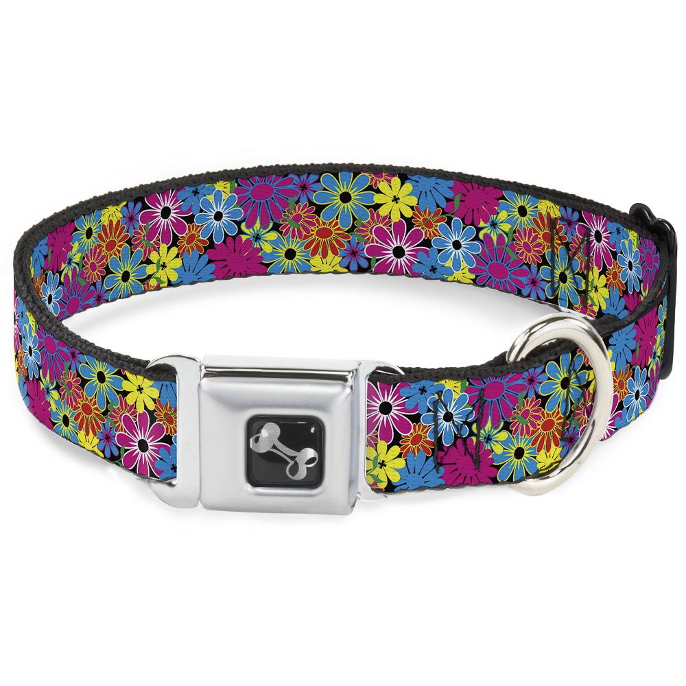 Dog Bone Seatbelt Buckle Collar - Flower Blossom Dog Collars Seatbelt Buckle Buckle-Down