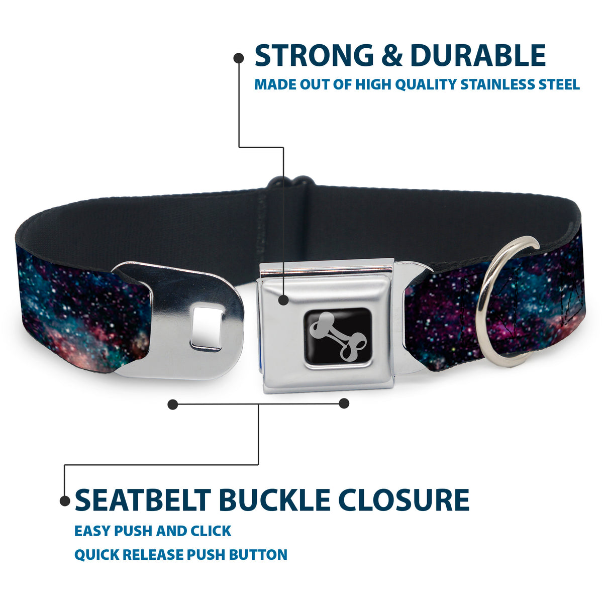 Dog Bone Seatbelt Buckle Collar - Galaxy Collage Dog Collars Seatbelt Buckle Buckle-Down