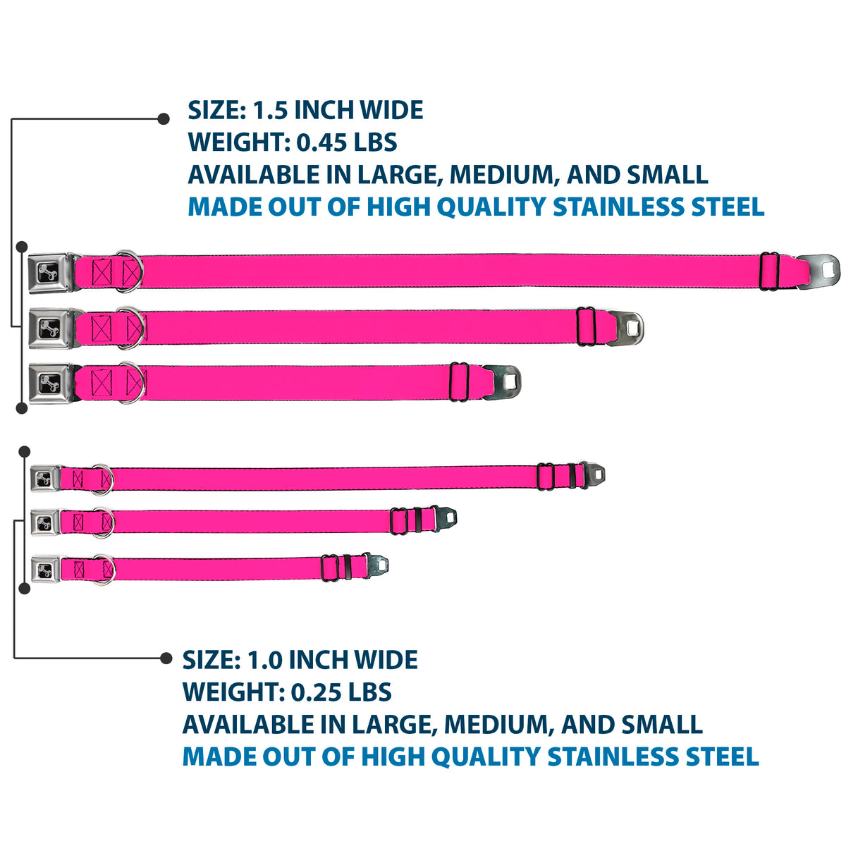 Dog Bone Seatbelt Buckle Collar - Hot Pink Dog Collars Seatbelt Buckle Buckle-Down