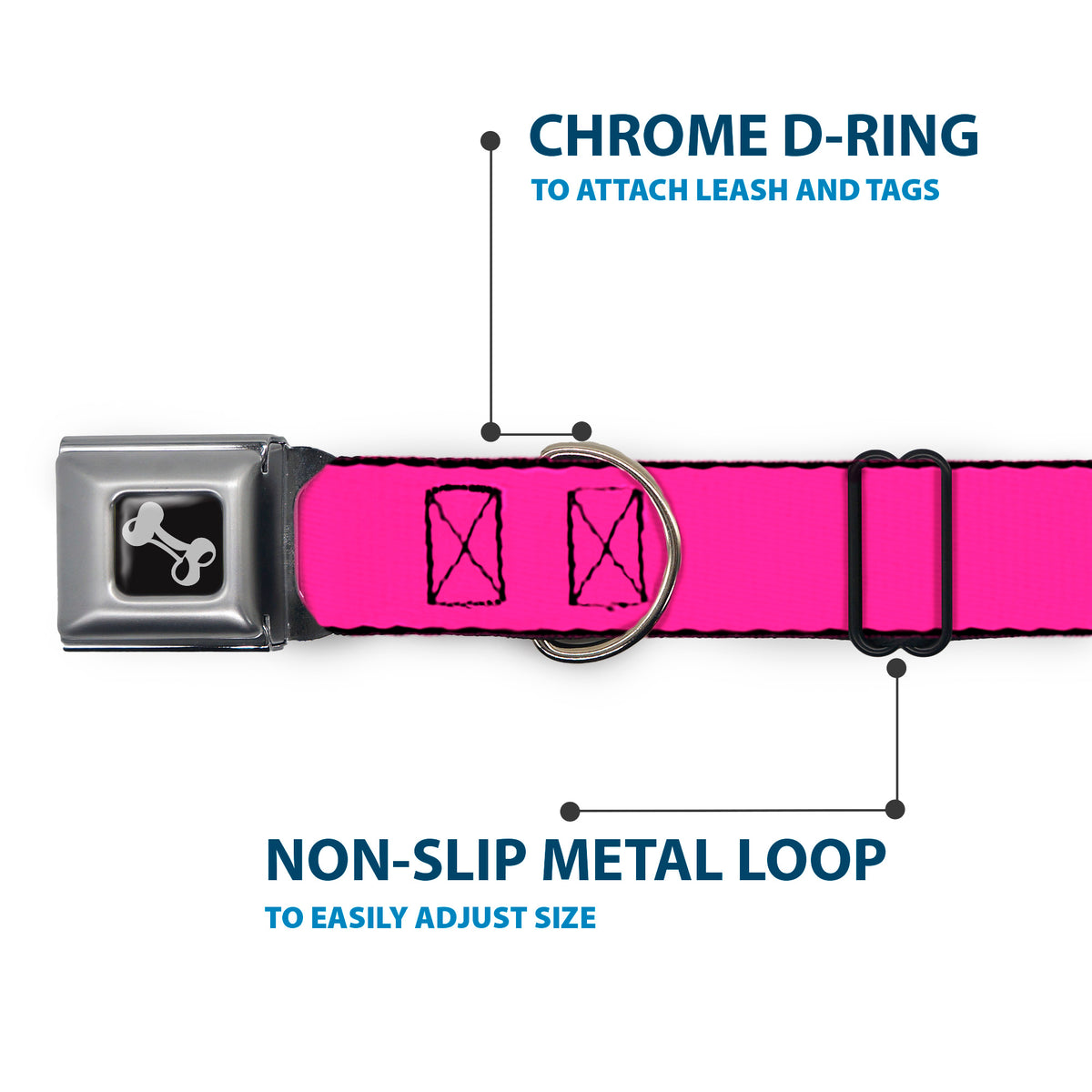 Dog Bone Seatbelt Buckle Collar - Hot Pink Dog Collars Seatbelt Buckle Buckle-Down