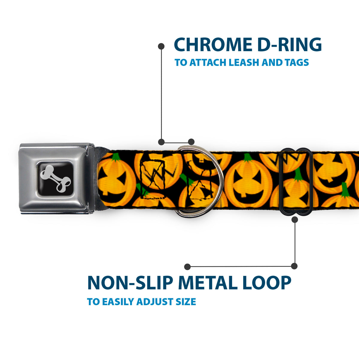 Dog Bone Seatbelt Buckle Collar - Jack-o'-Lantern Collage Black Dog Collars Seatbelt Buckle Buckle-Down