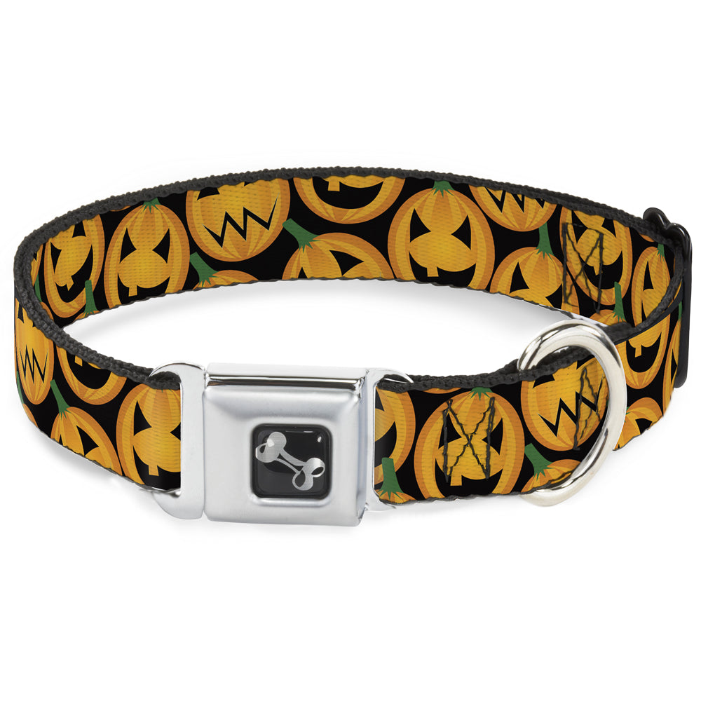Dog Bone Seatbelt Buckle Collar - Jack-o'-Lantern Collage Black Dog Collars Seatbelt Buckle Buckle-Down