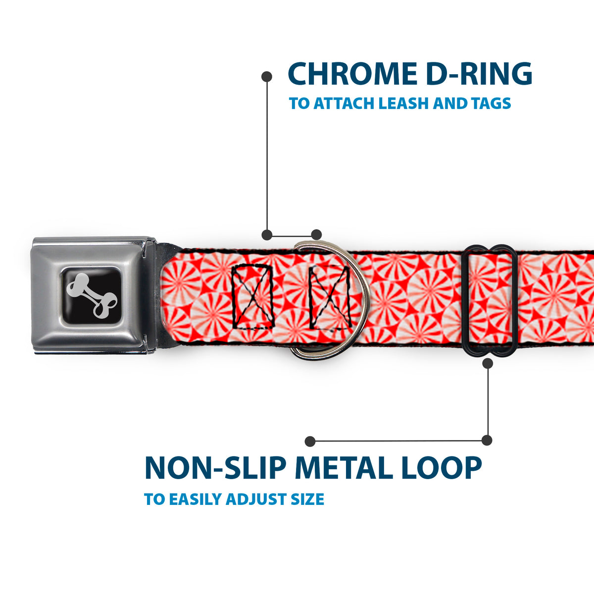 Dog Bone Seatbelt Buckle Collar - Peppermint Candies Dog Collars Seatbelt Buckle Buckle-Down