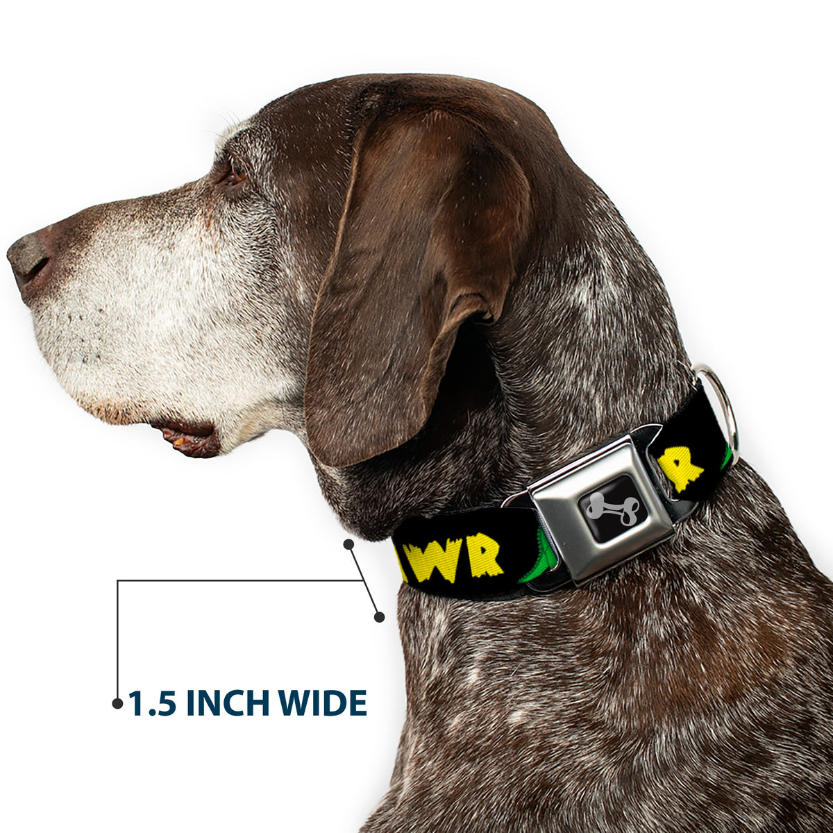 Dog Bone Seatbelt Buckle Collar - RRRAWR Dinosaur Black/Green/Yellow Dog Collars Seatbelt Buckle Buckle-Down