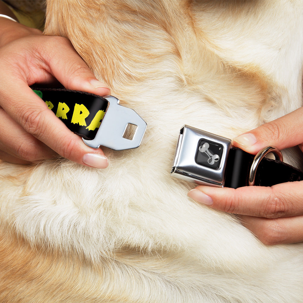 Dog Bone Seatbelt Buckle Collar - RRRAWR Dinosaur Black/Green/Yellow Dog Collars Seatbelt Buckle Buckle-Down