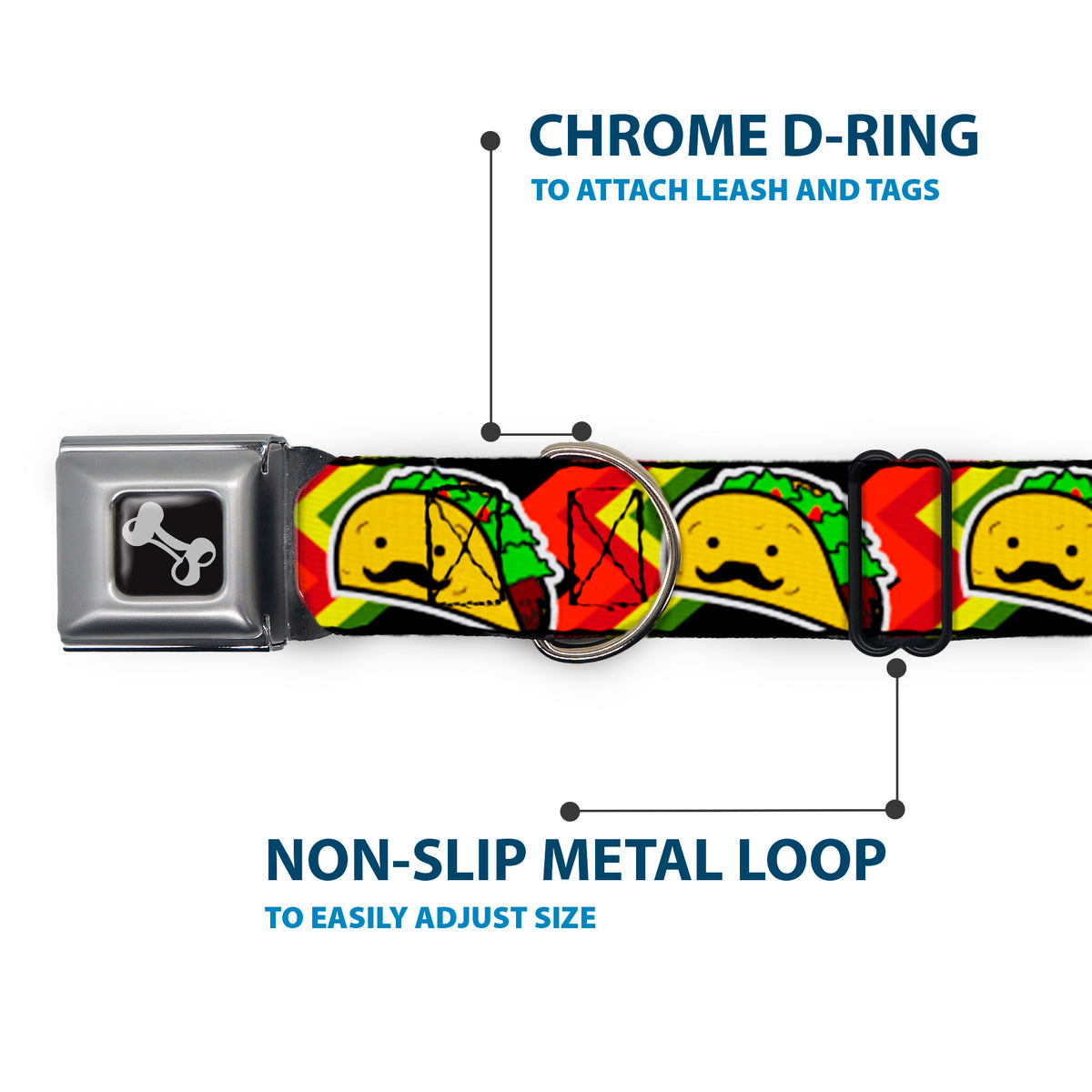 Dog Bone Seatbelt Buckle Collar - Taco Man Dog Collars Seatbelt Buckle Buckle-Down
