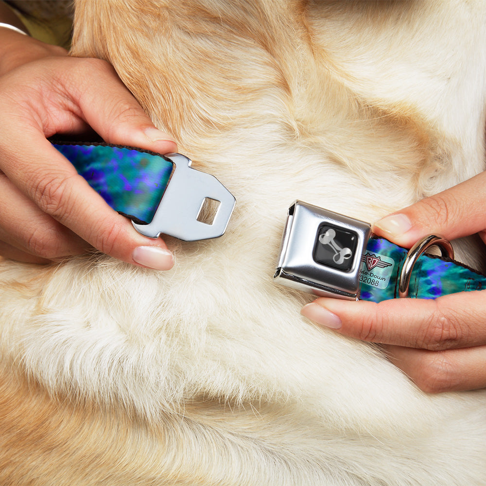 Dog Bone Seatbelt Buckle Collar - Tie Dye Green/Blue/Purple Dog Collars Seatbelt Buckle Buckle-Down