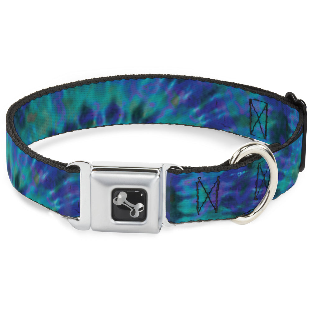 Dog Bone Seatbelt Buckle Collar - Tie Dye Green/Blue/Purple Dog Collars Seatbelt Buckle Buckle-Down