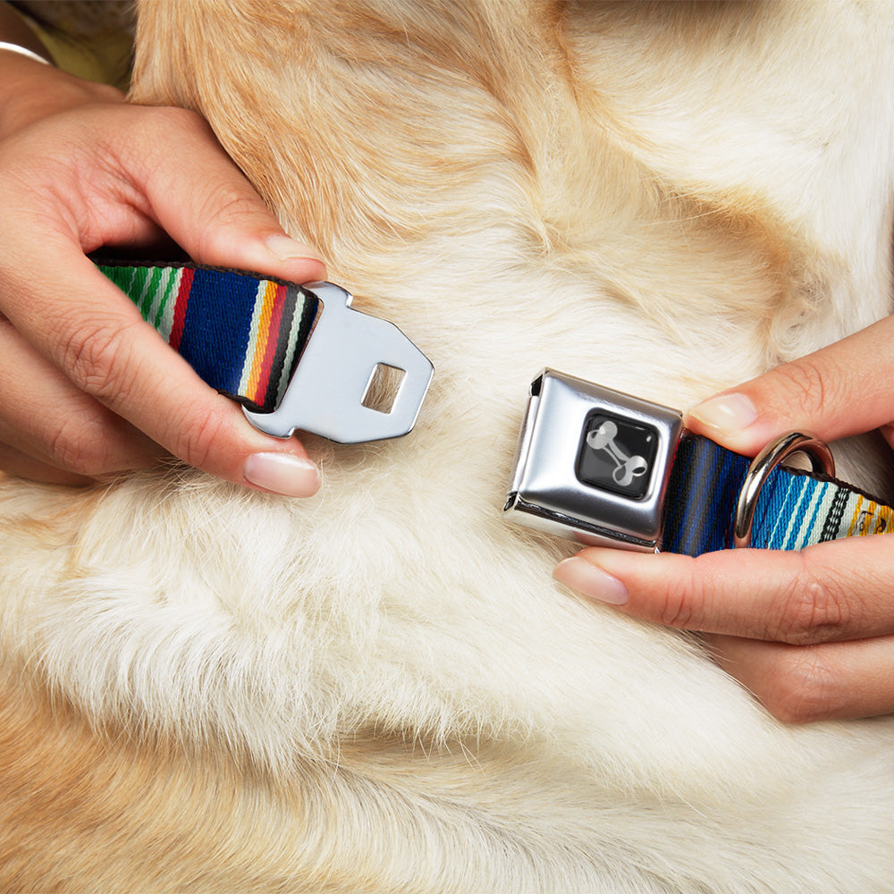 Dog Bone Seatbelt Buckle Collar - Zarape2 Vertical Multi Color Stripe Dog Collars Seatbelt Buckle Buckle-Down