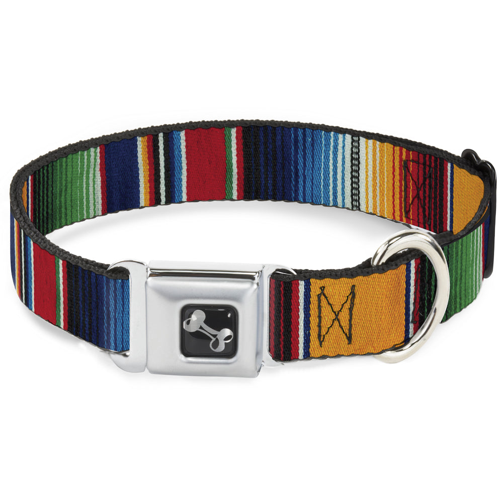 Dog Bone Seatbelt Buckle Collar - Zarape2 Vertical Multi Color Stripe Dog Collars Seatbelt Buckle Buckle-Down