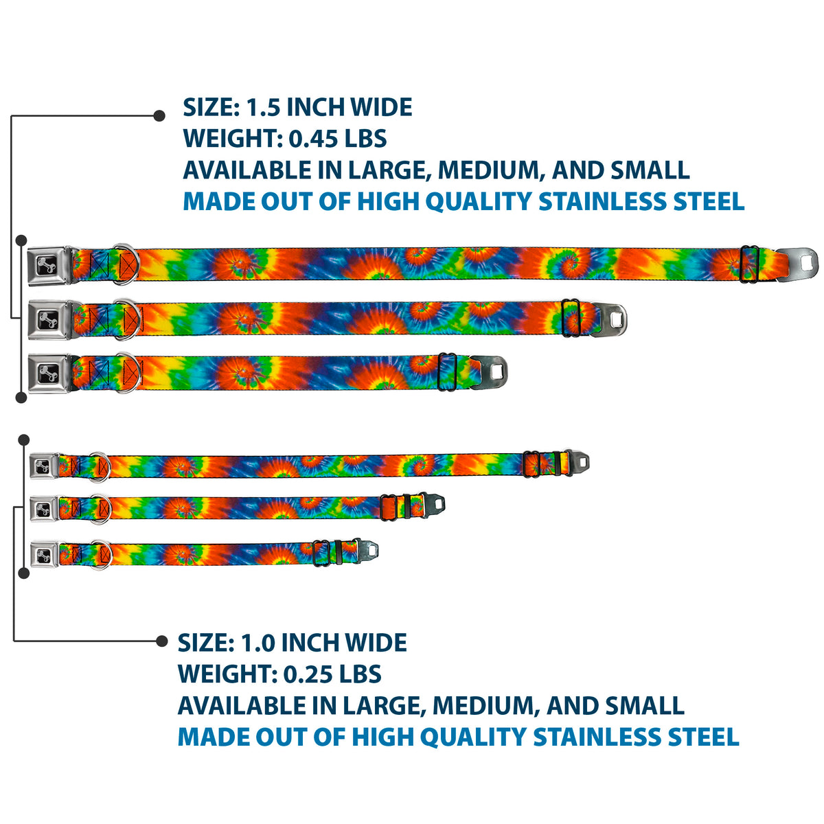 Dog Bone Seatbelt Buckle Collar - BD Tie Dye13 Dog Collars Seatbelt Buckle Buckle-Down