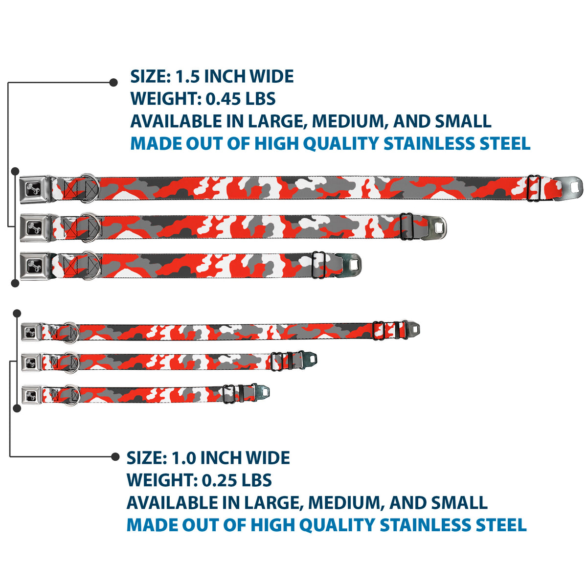 Dog Bone Seatbelt Buckle Collar - Camo Orange Dog Collars Seatbelt Buckle Buckle-Down