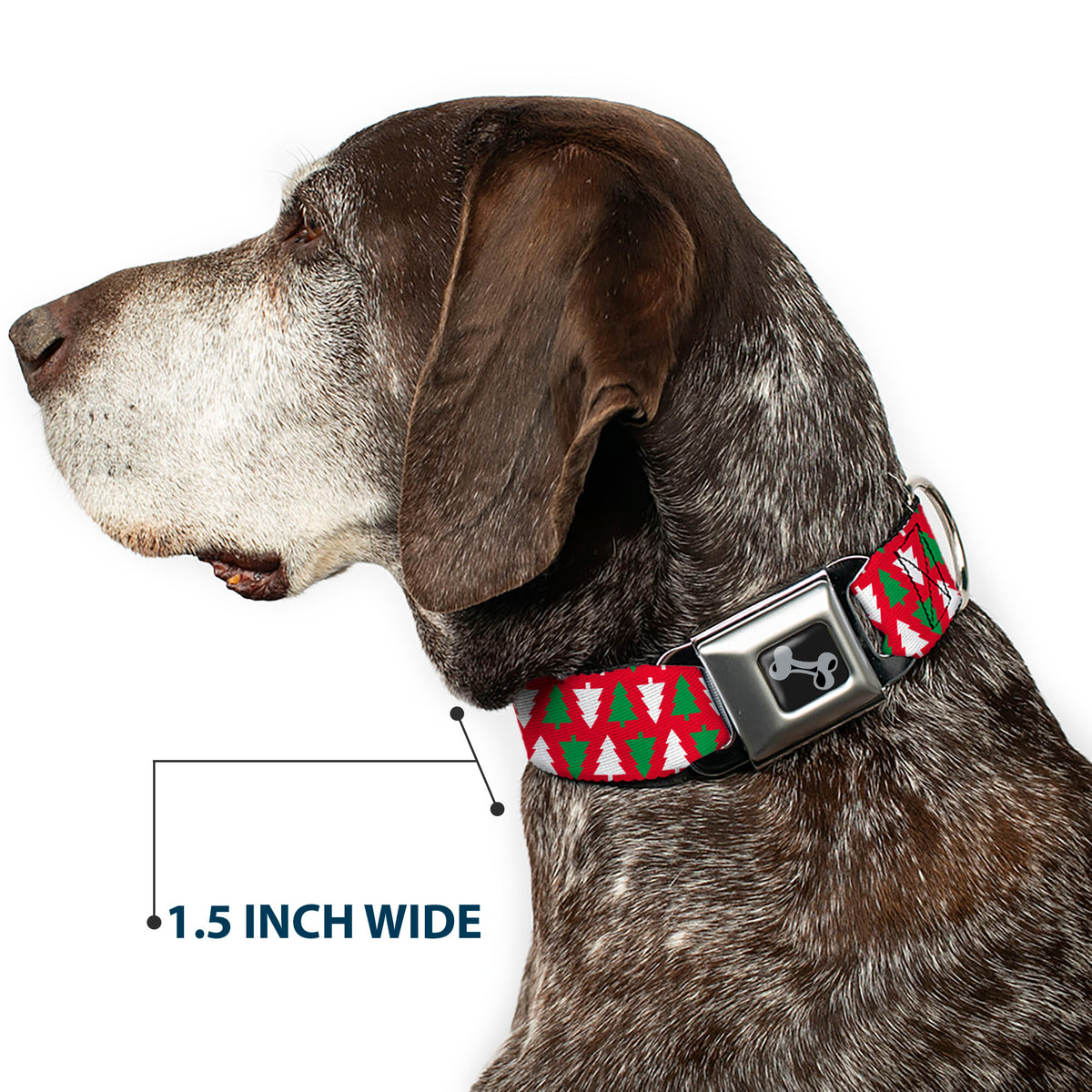 Dog Bone Black/Silver Seatbelt Buckle Collar - Holiday Cookie Cutter Christmas Tree Red/Green/White Dog Collars Seatbelt Buckle Buckle-Down