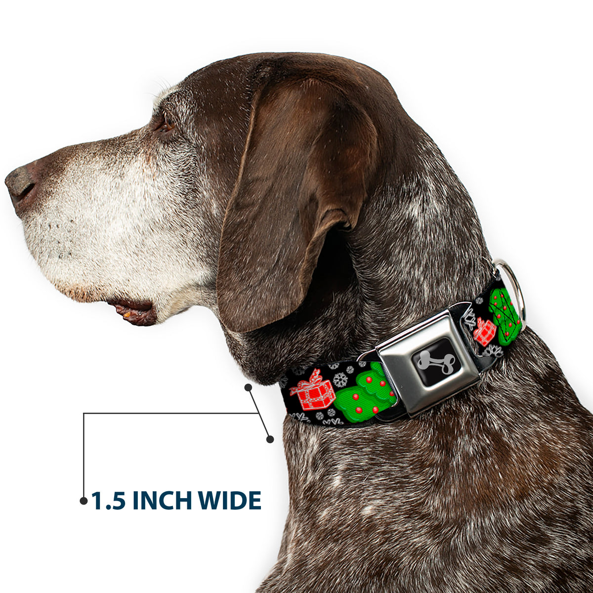 Dog Bone Seatbelt Buckle Collar - Christmas Collage Black/White/Green/Red Dog Collars Seatbelt Buckle Buckle-Down