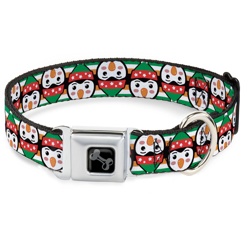 Dog Bone Black/Silver Seatbelt Buckle Collar - Christmas Penguin Flip/Stripe Green/White/Orange/Black Dog Collars Seatbelt Buckle Buckle-Down