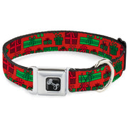 Dog Bone Black/Silver Seatbelt Buckle Collar - Christmas Holiday Gifts Packaged Red/Greens Dog Collars Seatbelt Buckle Buckle-Down