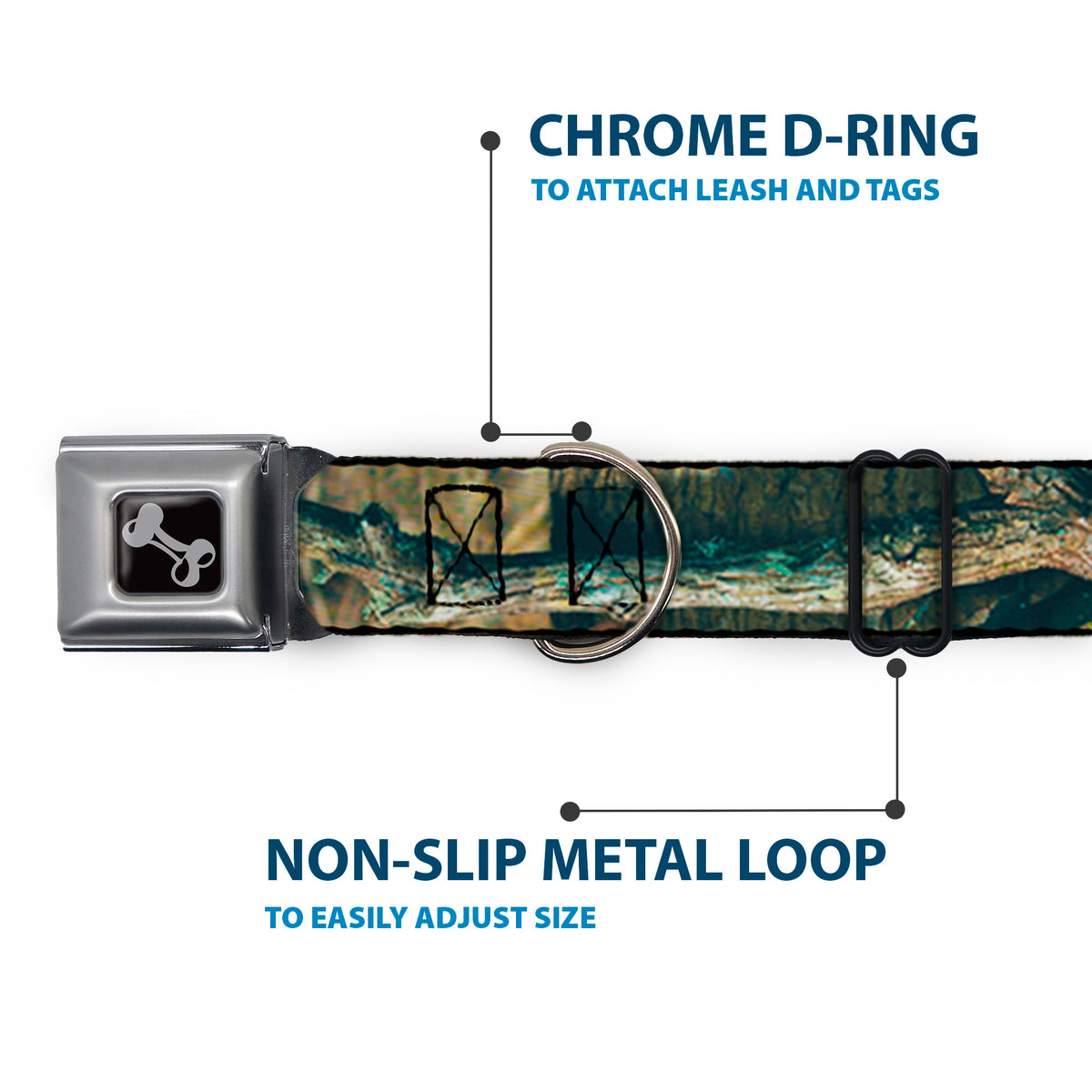 Dog Bone Seatbelt Buckle Collar - Mossy Oak Break-Up Infinity Dog Collars Seatbelt Buckle Mossy Oak