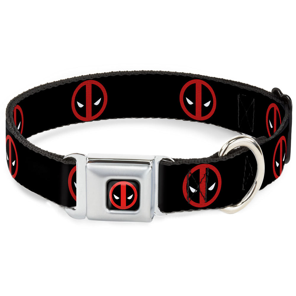 MARVEL DEADPOOL Deadpool Logo Full Color Black Red White Seatbelt Buckle Collar - Deadpool Logo Black/Red/White Dog Collars Seatbelt Buckle Marvel Comics