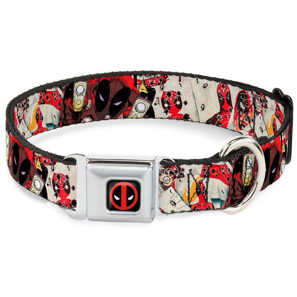 MARVEL DEADPOOL Deadpool Logo Full Color Black Red White Seatbelt Buckle Collar - Deadpool Shooting/Targets Dog Collars Seatbelt Buckle Marvel Comics