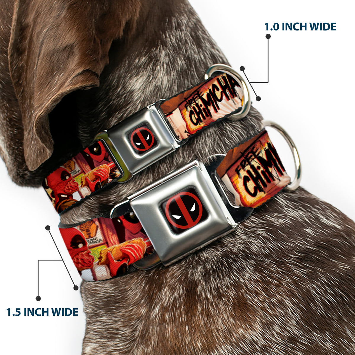 Deadpool Logo Black/Red/White Seatbelt Buckle Collar - Deadpool Kills Deadpool #2 Cover Dynamite Chimichanga Dog Collars Seatbelt Buckle Marvel Comics
