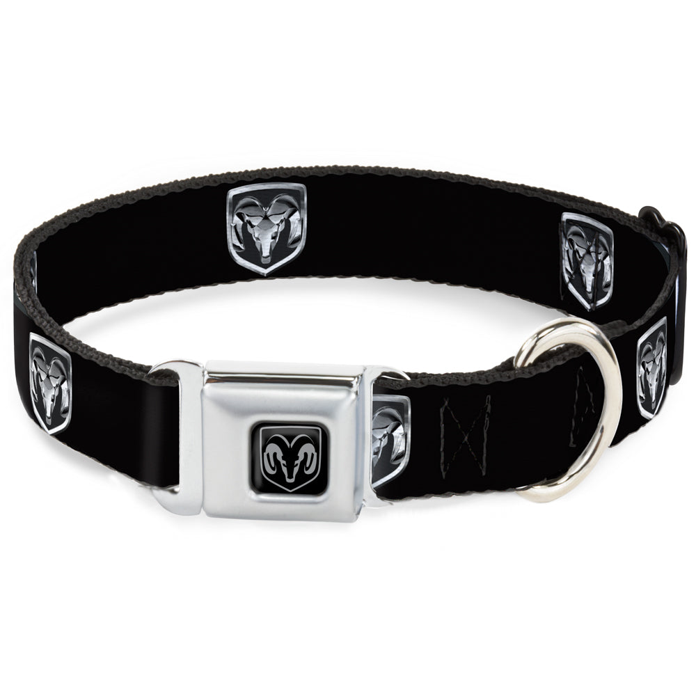 Ram Black/Silver Seatbelt Buckle Collar - Ram Black/Silver Logo REPEAT Dog Collars Seatbelt Buckle Ram