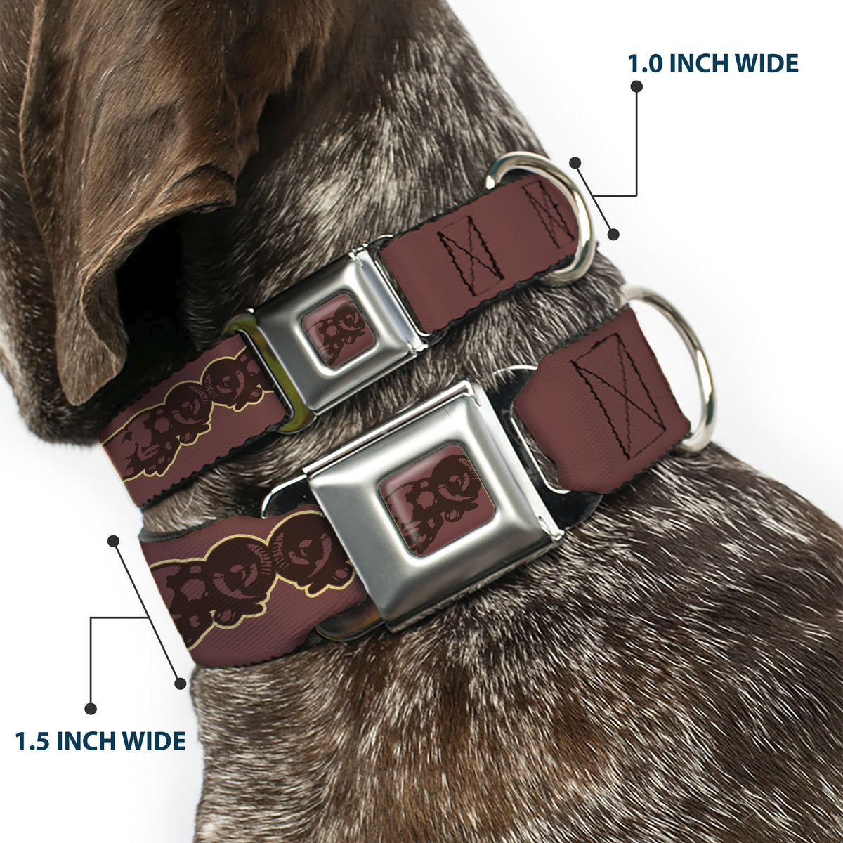 Charging Ram Logo Full Color Browns Seatbelt Buckle Collar - Dodge Americana RAM CHARGER Browns Dog Collars Seatbelt Buckle Ram