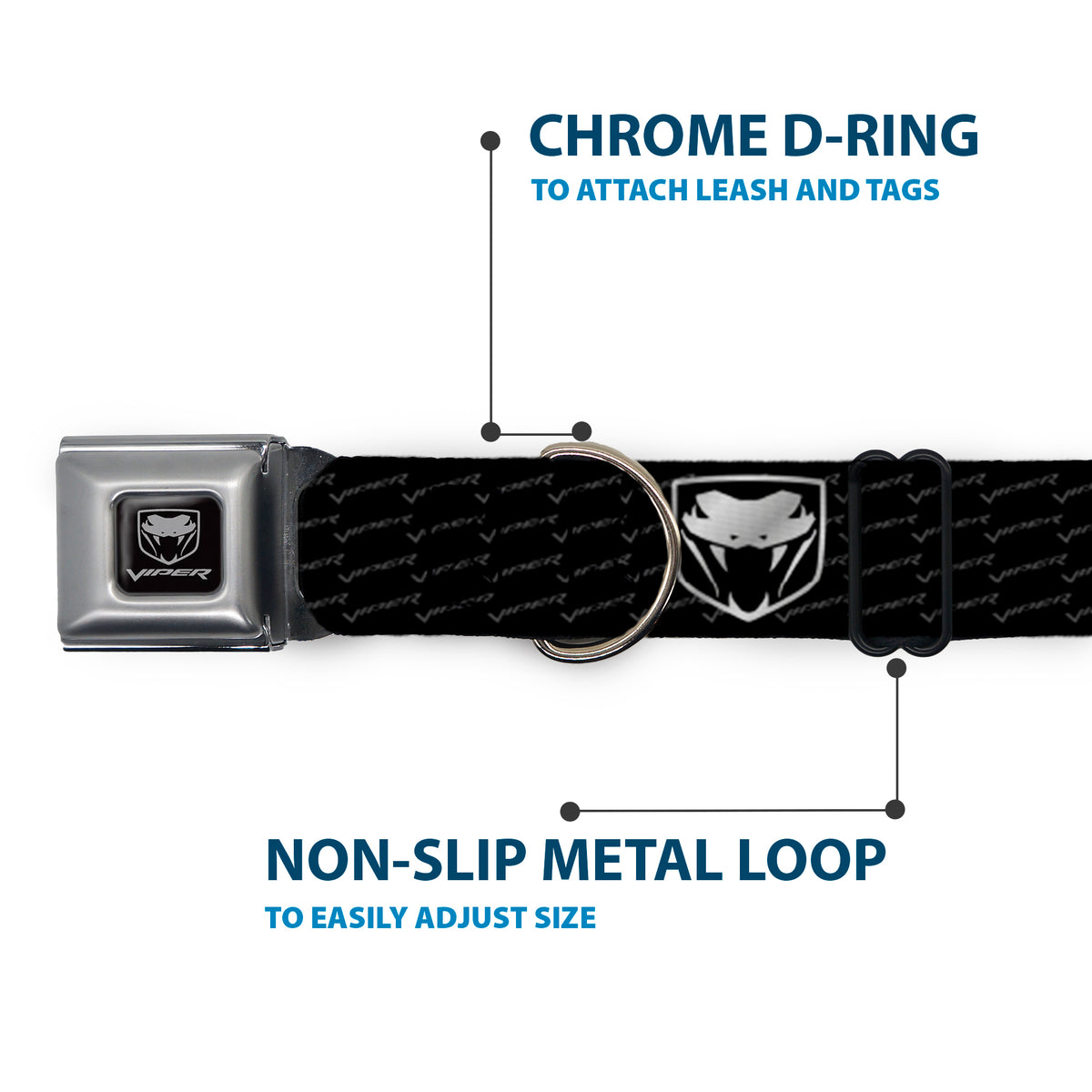 Dodge Viper Seatbelt Buckle Collar - Dodge Viper REPEAT w/Text Dog Collars Seatbelt Buckle Dodge