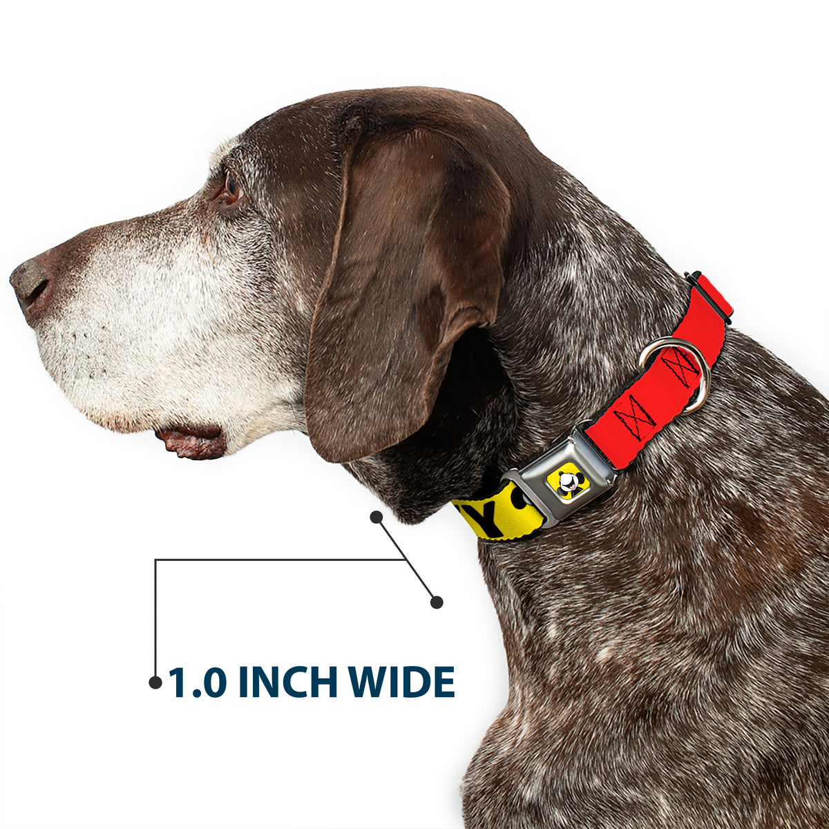 Mickey Smiling Up Pose Full Color Yellow/Black/White Seatbelt Buckle Collar - MICKEY Smiling Up Pose Flip/Buttons Yellow/Black/Red Dog Collars Seatbelt Buckle Disney