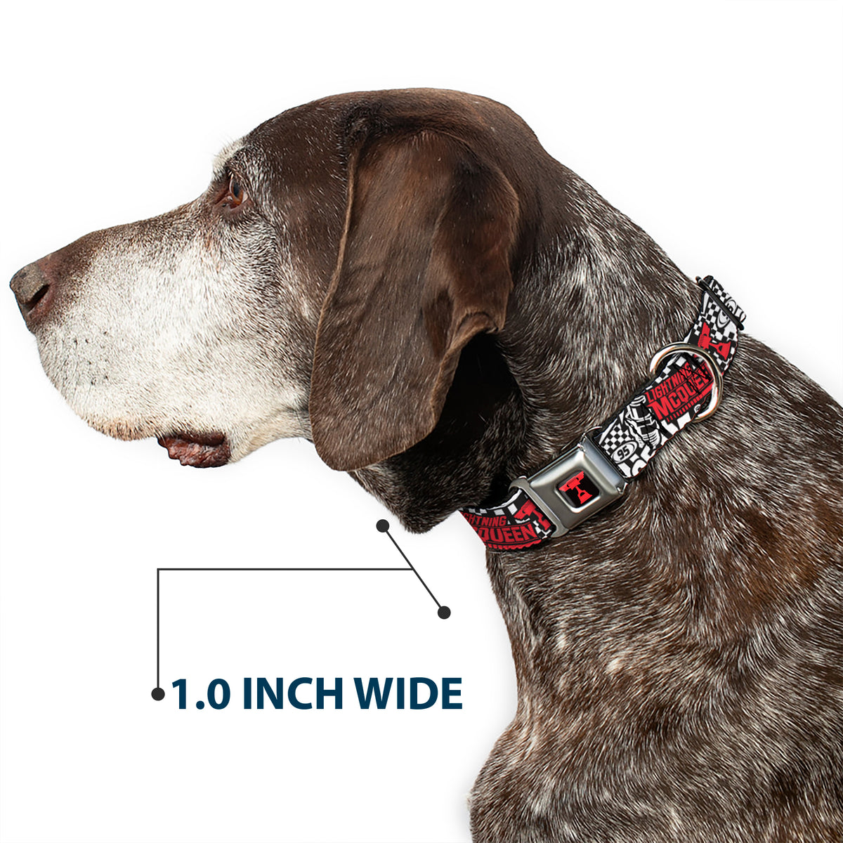 Cars Piston Cup Trophy Full Color Black/Red Seatbelt Buckle Collar - Cars Lightning McQueen Racing Collage White/Black/Red Dog Collars Seatbelt Buckle Disney