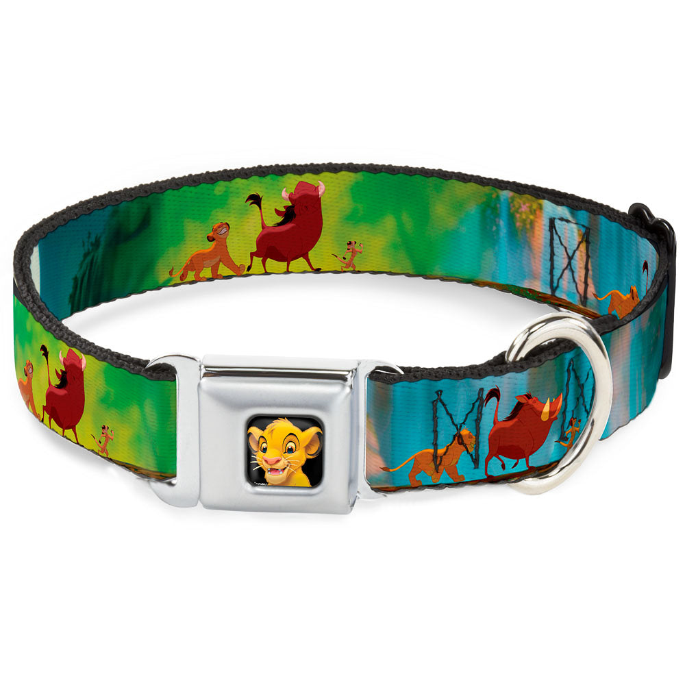 Simba2 CLOSE-UP Full Color Seatbelt Buckle Collar - Lion King Simba, Pumba & Timon Growing Up Dog Collars Seatbelt Buckle Disney