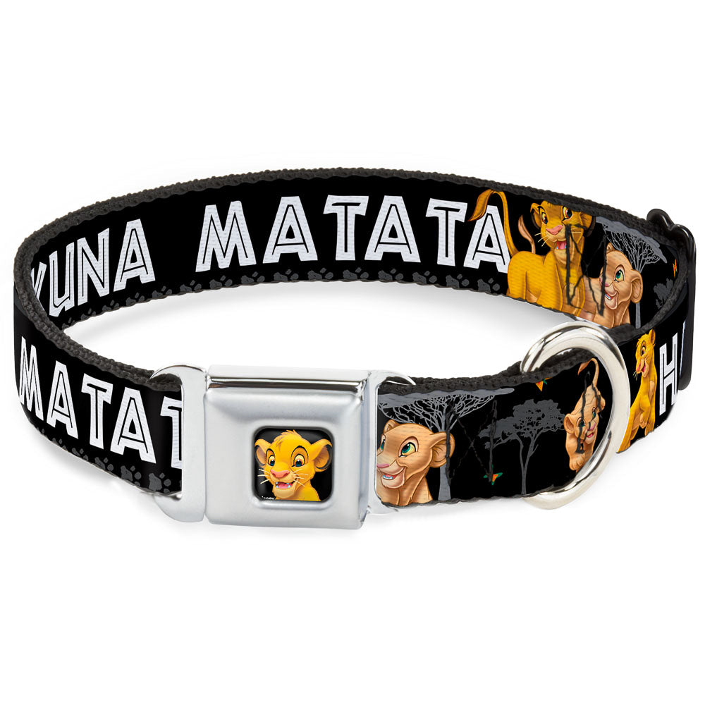 Simba2 CLOSE-UP Full Color Seatbelt Buckle Collar - Lion King Simba & Nala HAKUNA MATATA Dog Collars Seatbelt Buckle Disney