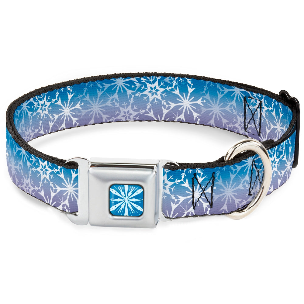 Frozen II Snowflake Full Color Blue/White Seatbelt Buckle Collar - Frozen II Snowflakes Blues/Purples/White Dog Collars Seatbelt Buckle Disney