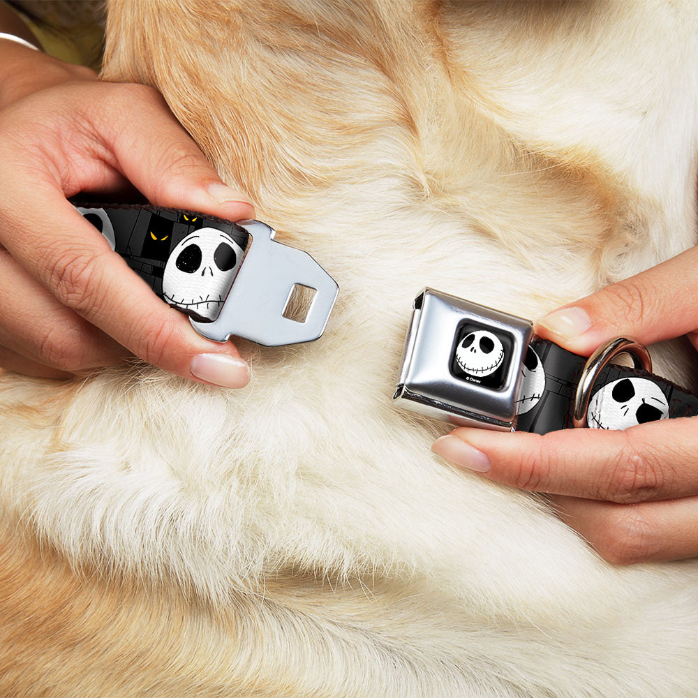 Jack Smile Full Color Seatbelt Buckle Collar - Nightmare Before Christmas Jack Expressions Gray Dog Collars Seatbelt Buckle Disney