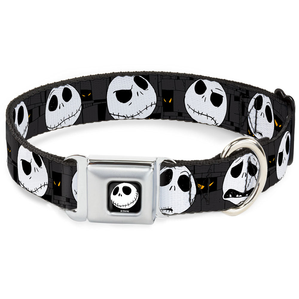 Jack Smile Full Color Seatbelt Buckle Collar - Nightmare Before Christmas Jack Expressions Gray Dog Collars Seatbelt Buckle Disney