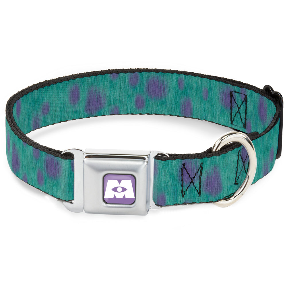 Monsters Inc. Icon Full Color Purple/White Seatbelt Buckle Collar - Monsters Inc. Sulley Bounding Spots Blue/Purple Dog Collars Seatbelt Buckle Disney
