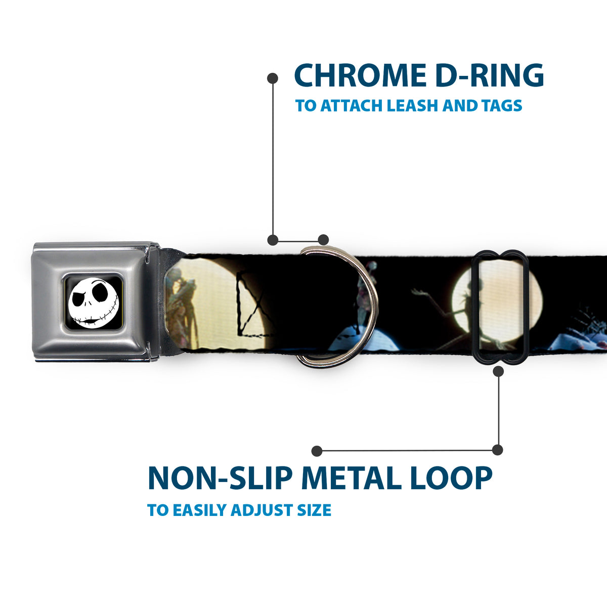 Jack Expression2 Full Color Seatbelt Buckle Collar - NBC Jack & Sally Moon Scenes Dog Collars Seatbelt Buckle Disney