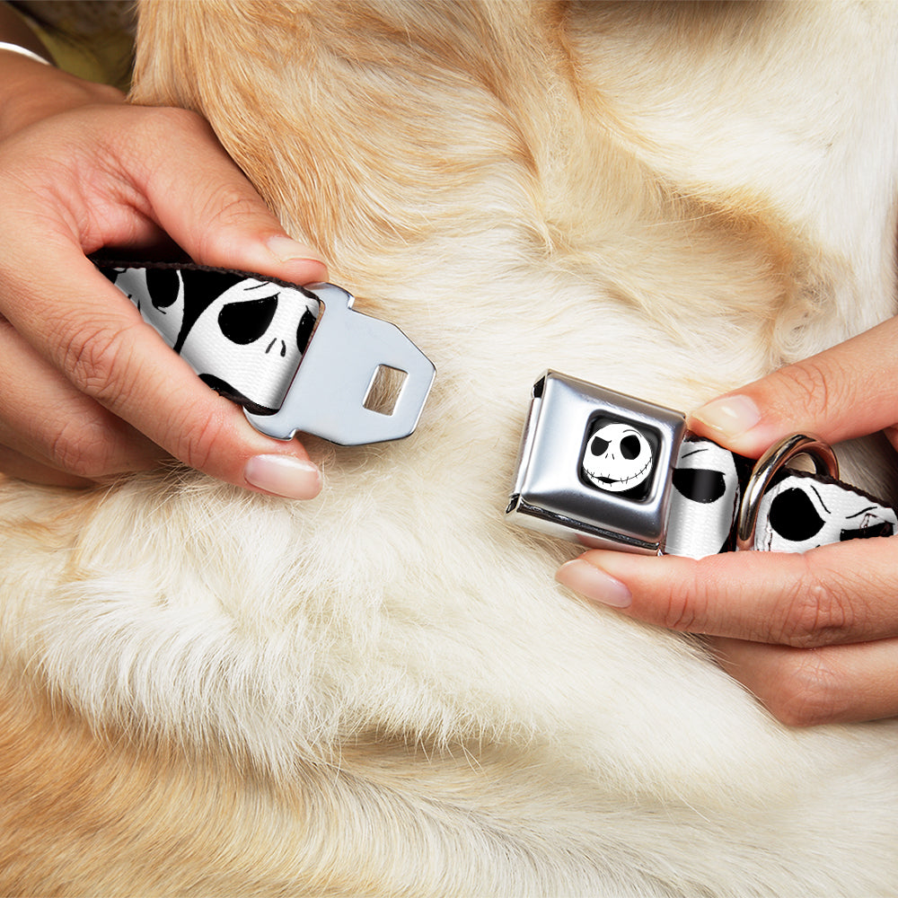 Jack Expression2 Full Color Seatbelt Buckle Collar - Nightmare Before Christmas 7-Jack Expressions CLOSE-UP Black/White Dog Collars Seatbelt Buckle Disney