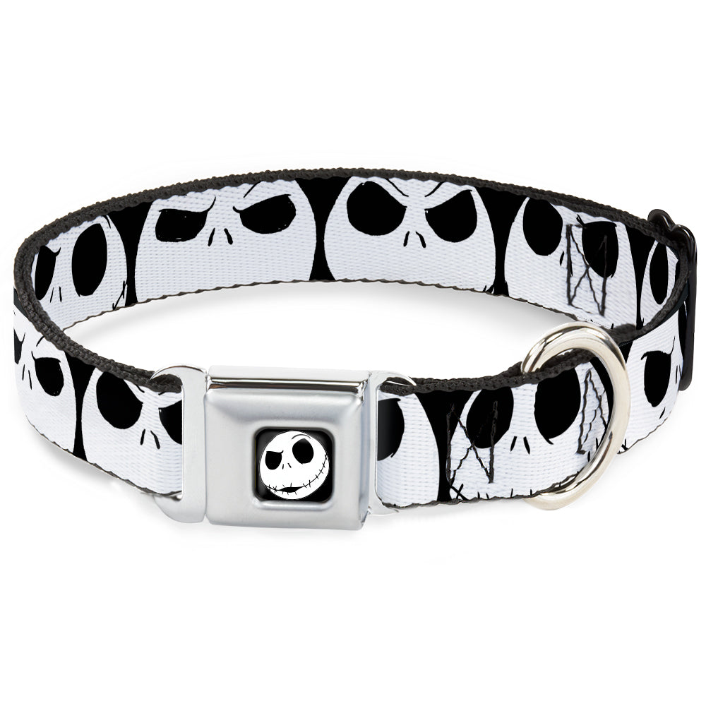 Jack Expression2 Full Color Seatbelt Buckle Collar - Nightmare Before Christmas 7-Jack Expressions CLOSE-UP Black/White Dog Collars Seatbelt Buckle Disney