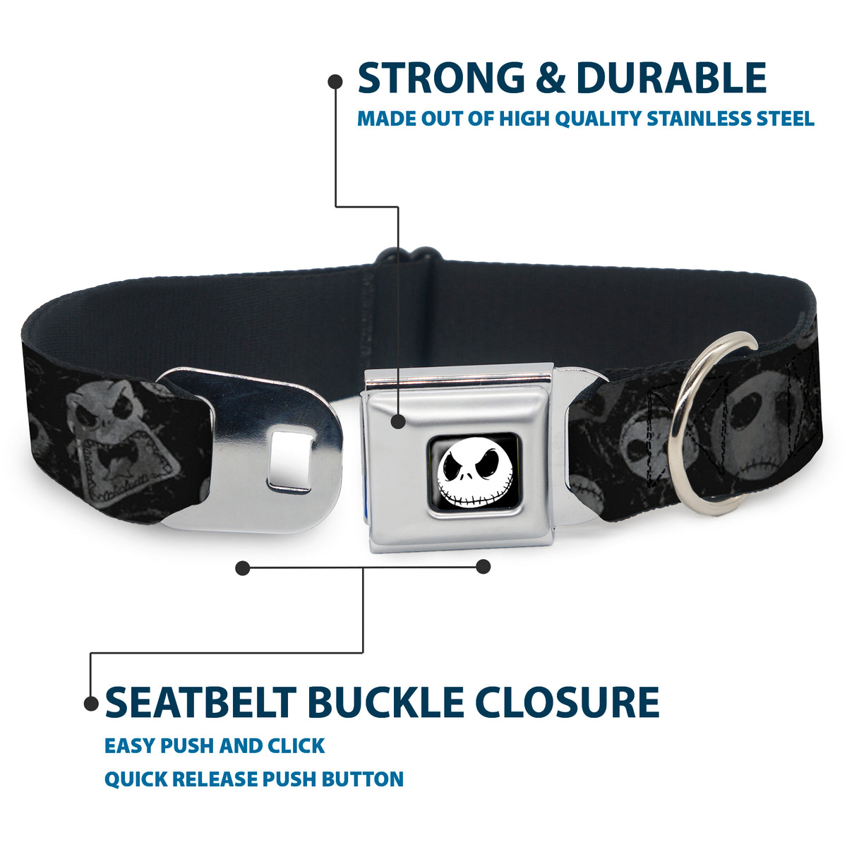 Jack Expression3 Full Color Seatbelt Buckle Collar - NBC Jack Expressions Scattered Weathered Dog Collars Seatbelt Buckle Disney