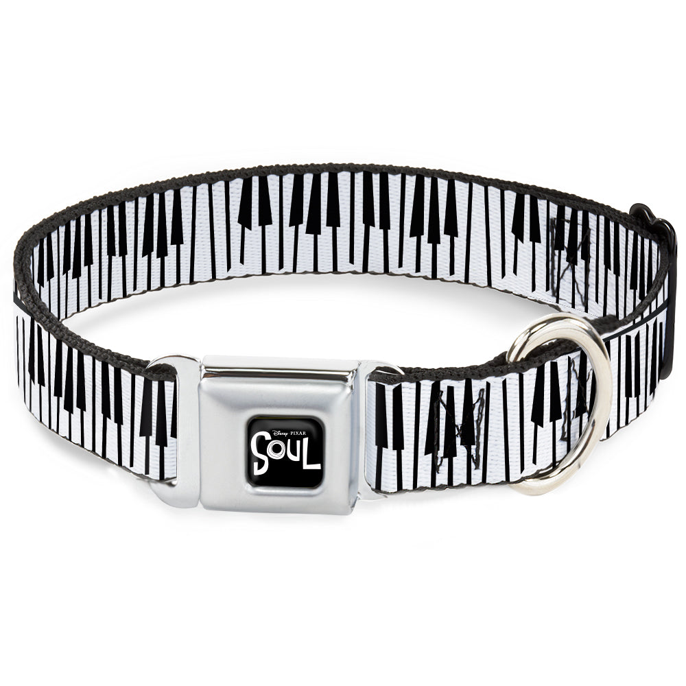 SOUL Text Logo Full Color Black/White Seatbelt Buckle Collar - Soul Piano Keys White/Black Dog Collars Seatbelt Buckle Disney