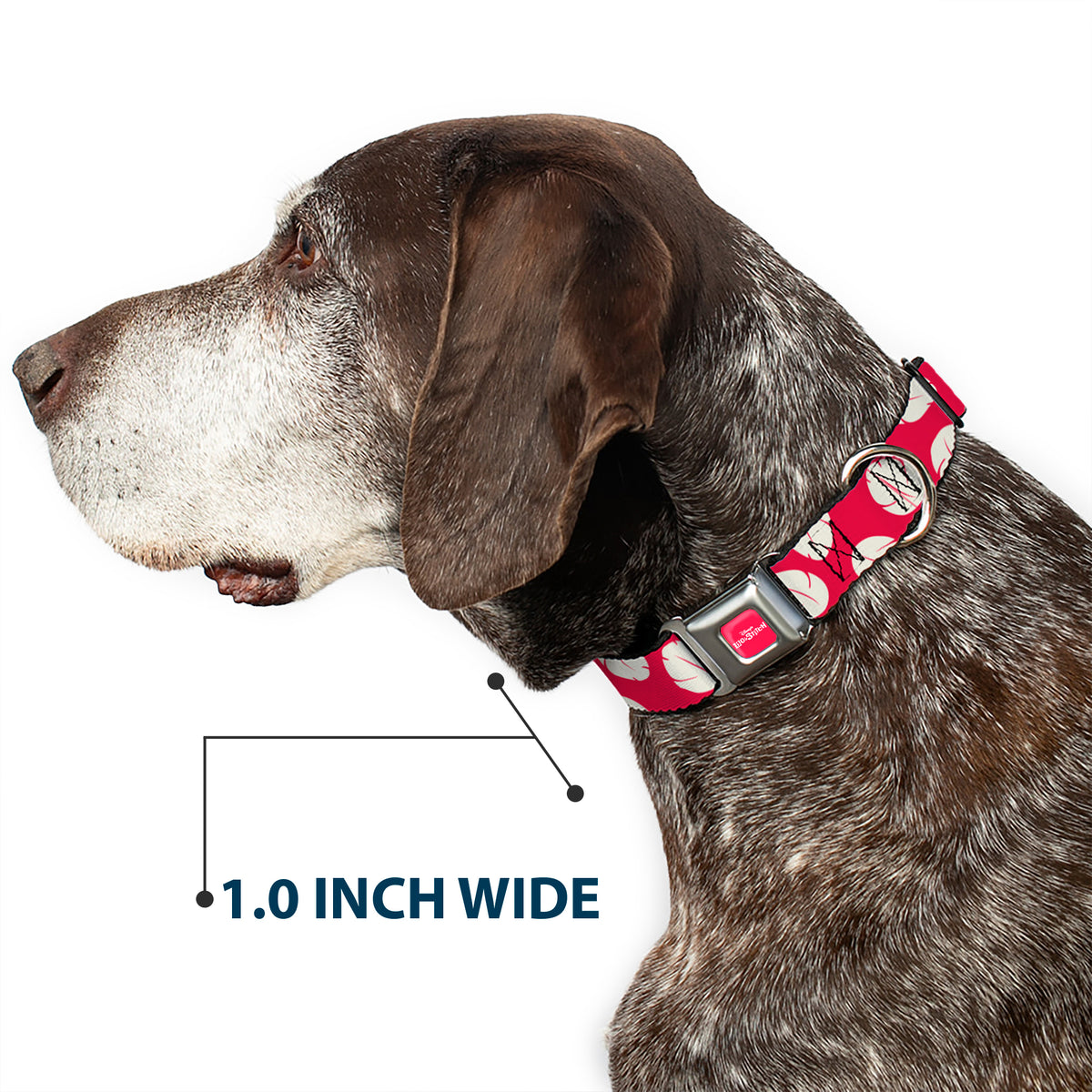 Disney's LILO & STITCH Title Logo Full Color Red/White Seatbelt Buckle Collar - Lilo & Stitch Bounding Lilo Dress Leaves Red/Ivory Dog Collars Seatbelt Buckle Disney