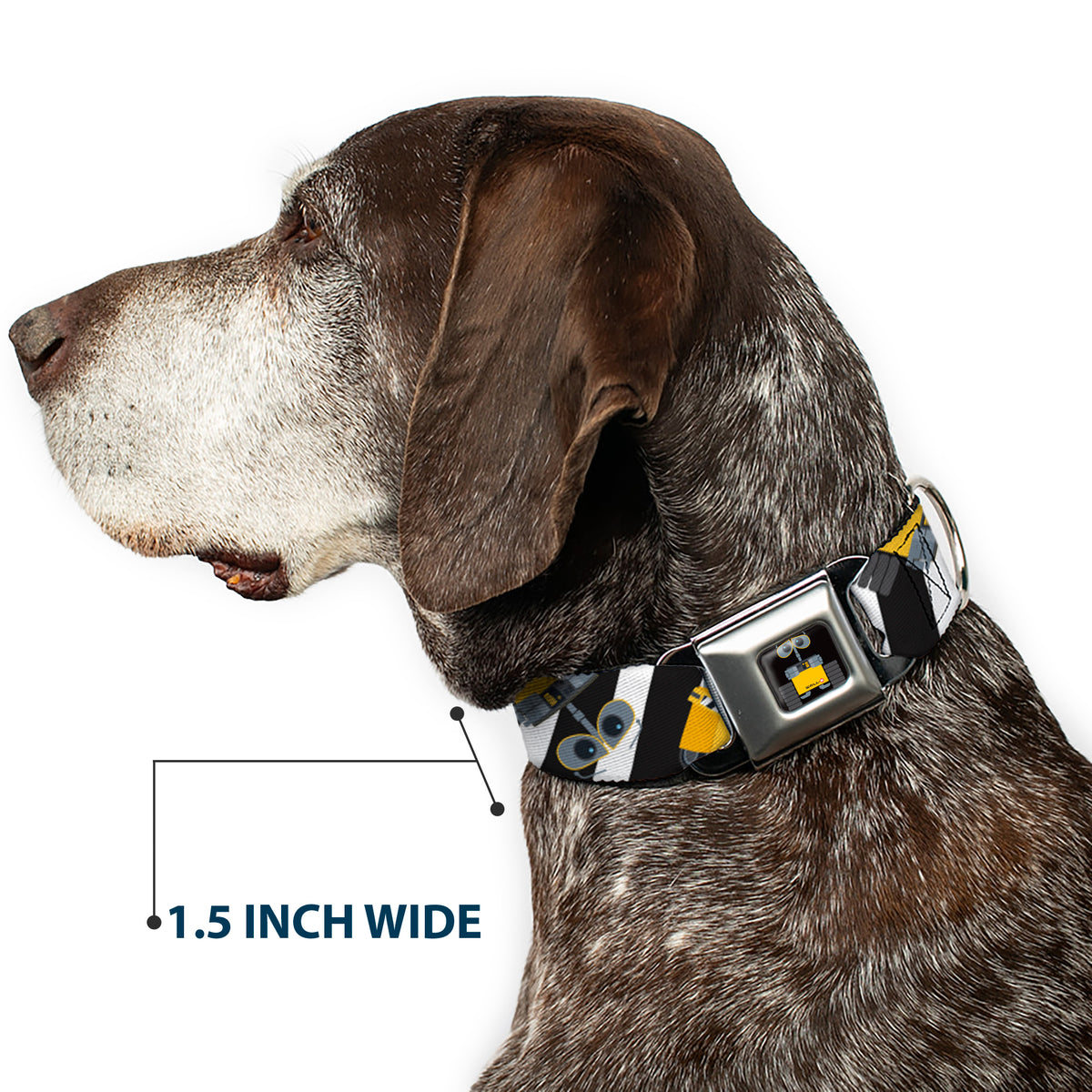 WALL-E Pose Full Color Black Seatbelt Buckle Collar - Wall-E Poses/Stripe Black/White Dog Collars Seatbelt Buckle Disney