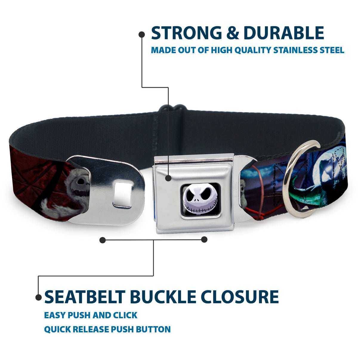 Jack Expression6 Full Color Seatbelt Buckle Collar - NBC Jack, Oogie Boogie, Santa Scene Dog Collars Seatbelt Buckle Disney