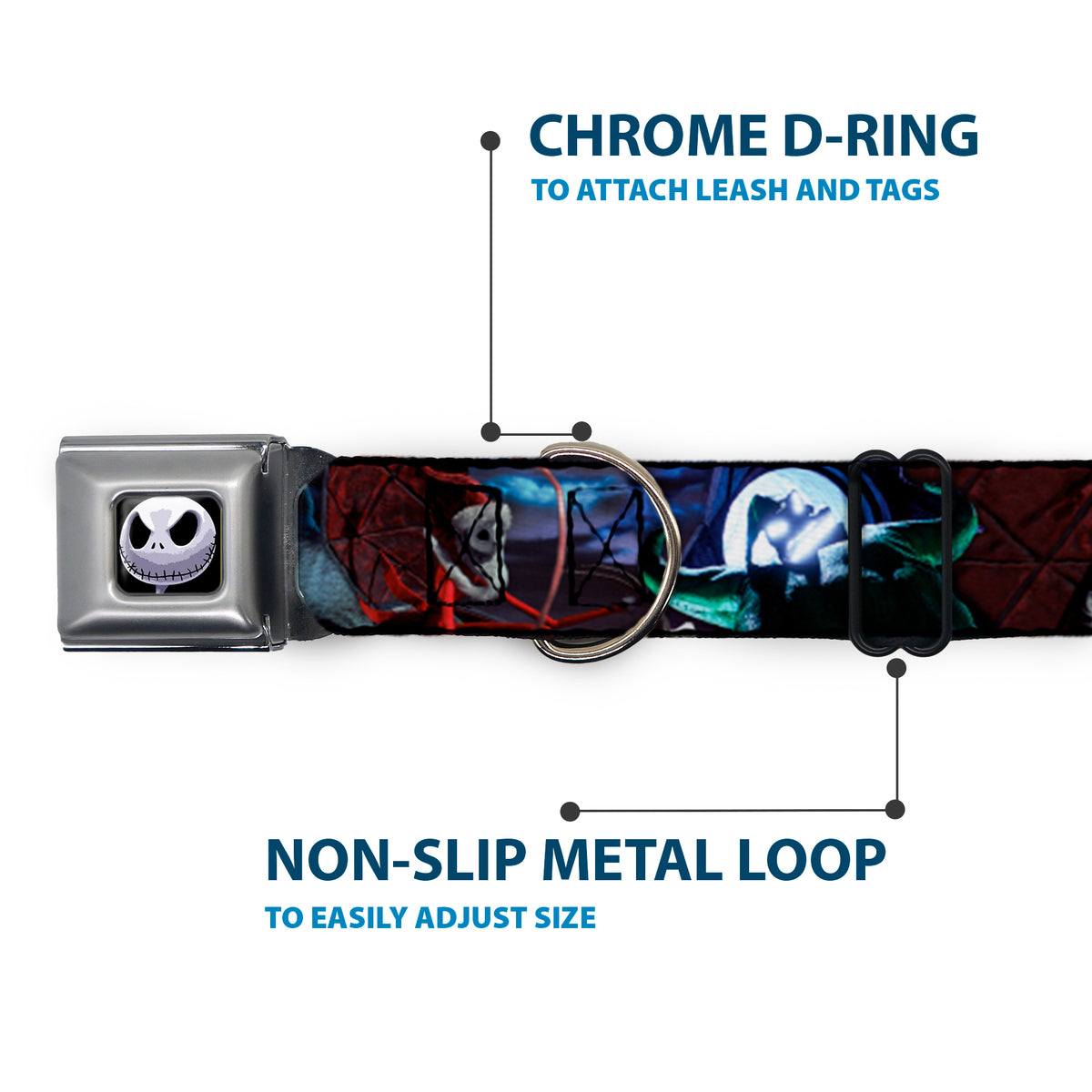 Jack Expression6 Full Color Seatbelt Buckle Collar - NBC Jack, Oogie Boogie, Santa Scene Dog Collars Seatbelt Buckle Disney