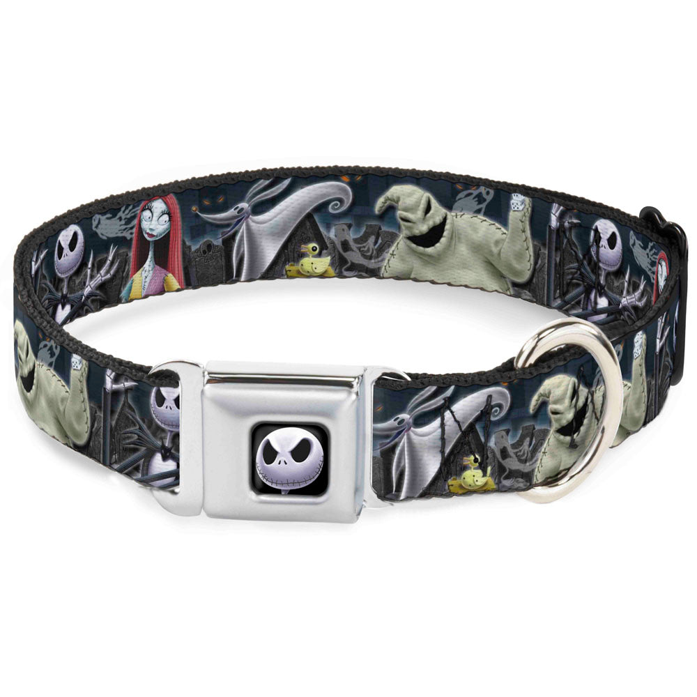 Jack Expression6 Full Color Seatbelt Buckle Collar - Nightmare Before Christmas 4-Character Group/Cemetery Scene Dog Collars Seatbelt Buckle Disney