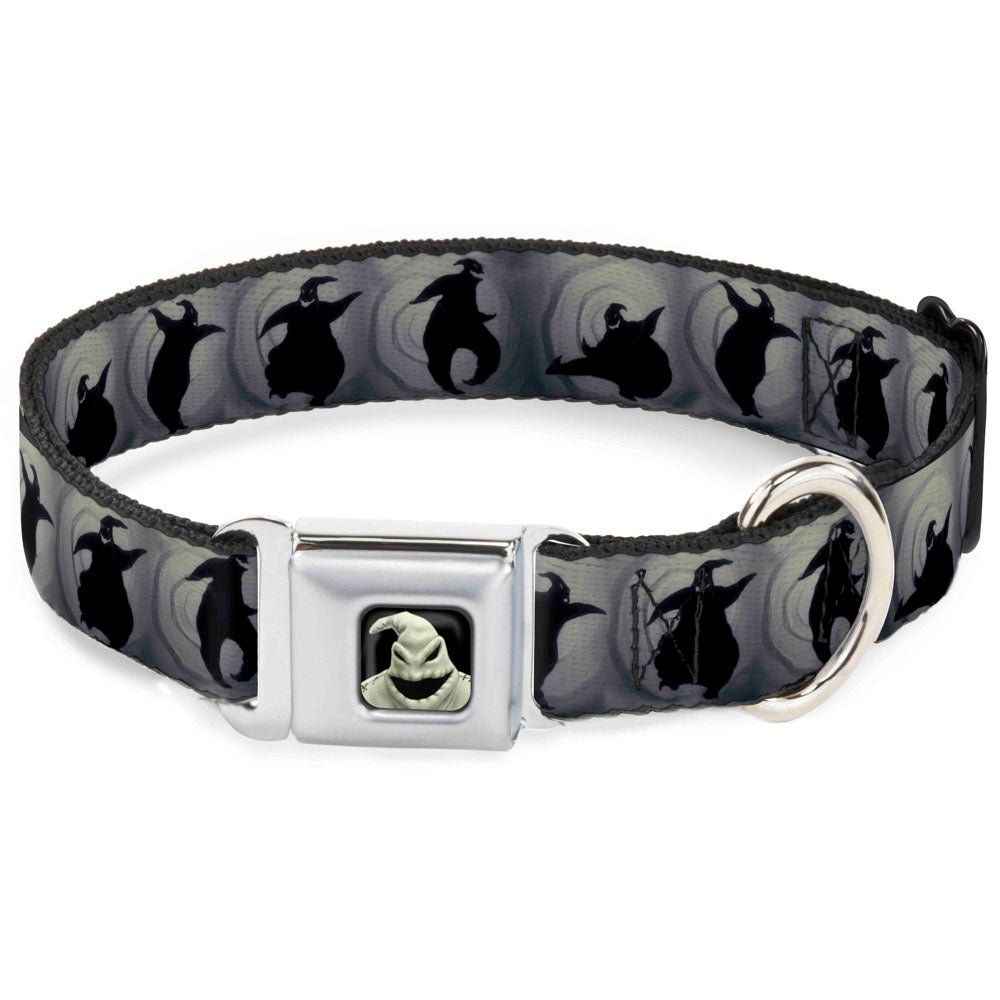 Oogie Boogie CLOSE-UP Full Color Seatbelt Buckle Collar - Oogie Boogie Silhouette Poses Gray/Black Dog Collars Seatbelt Buckle Disney