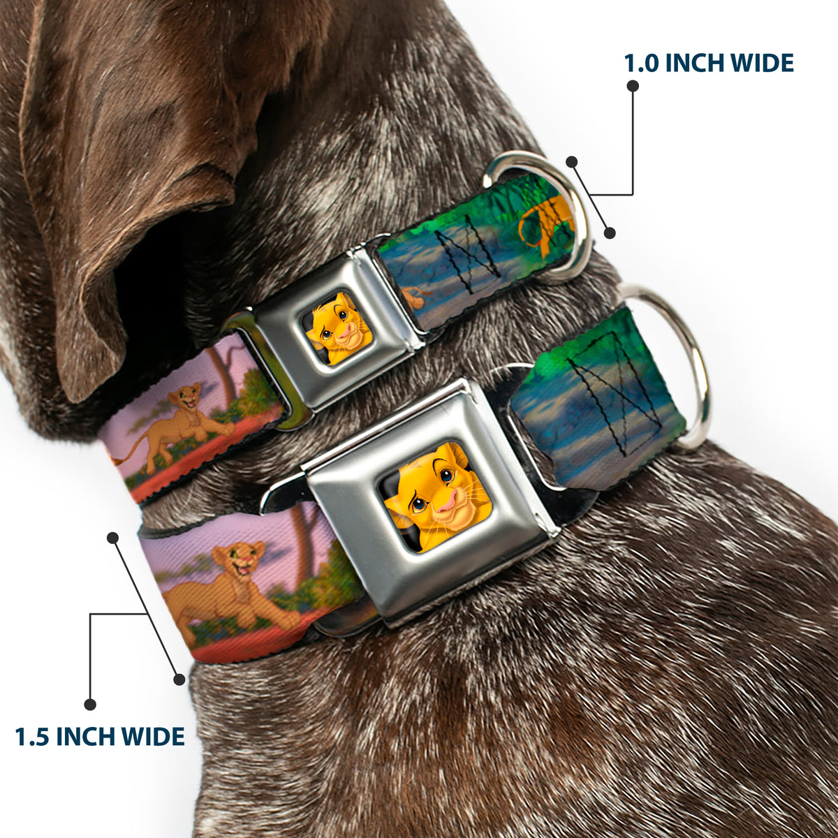 Simba Full Color Seatbelt Buckle Collar - Lion King Simba & Nala Growing Up Scenes Dog Collars Seatbelt Buckle Disney