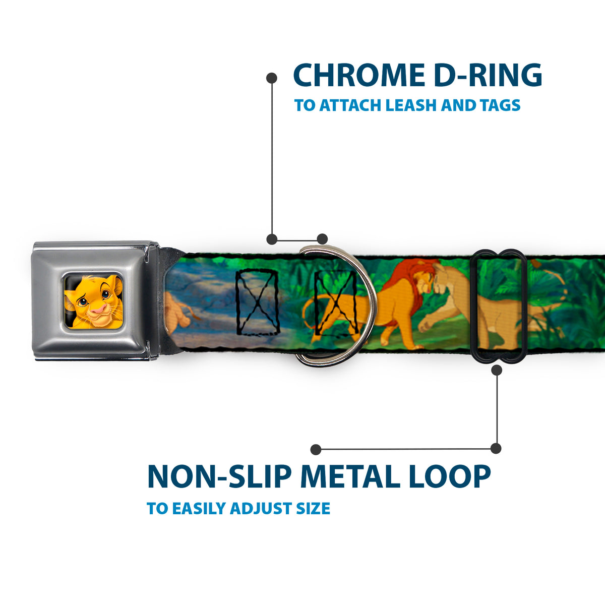 Simba Full Color Seatbelt Buckle Collar - Lion King Simba & Nala Growing Up Scenes Dog Collars Seatbelt Buckle Disney