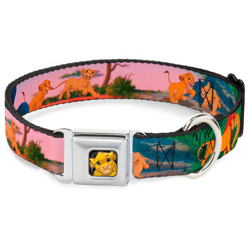Simba Full Color Seatbelt Buckle Collar - Lion King Simba & Nala Growing Up Scenes Dog Collars Seatbelt Buckle Disney