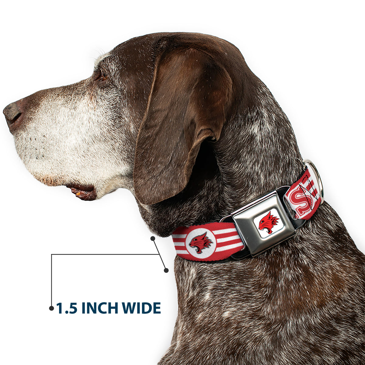 High School Musical East High School Wildcat Logo Full Color White/Red Seatbelt Buckle Collar - High School Musical East High School EHS Wildcats Logo/Stripe White/Red Dog Collars Seatbelt Buckle Disney